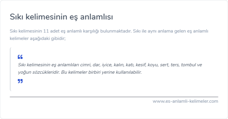 Sıkı eş anlamlısı