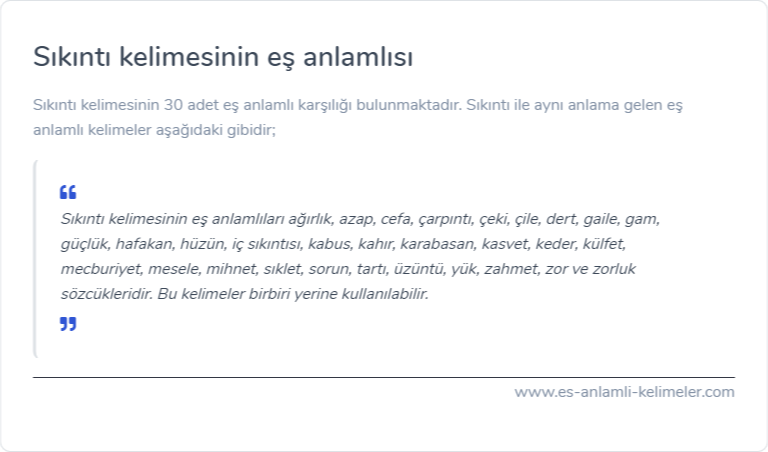 Sıkıntı eş anlamlısı