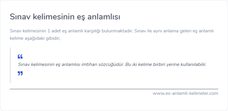 Sınav eş anlamlısı ne?