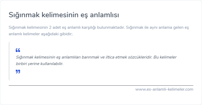 Sığınmak eş anlamlısı