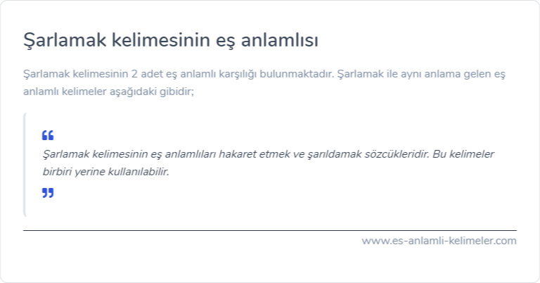 Şarlamak eş anlamlısı ne?