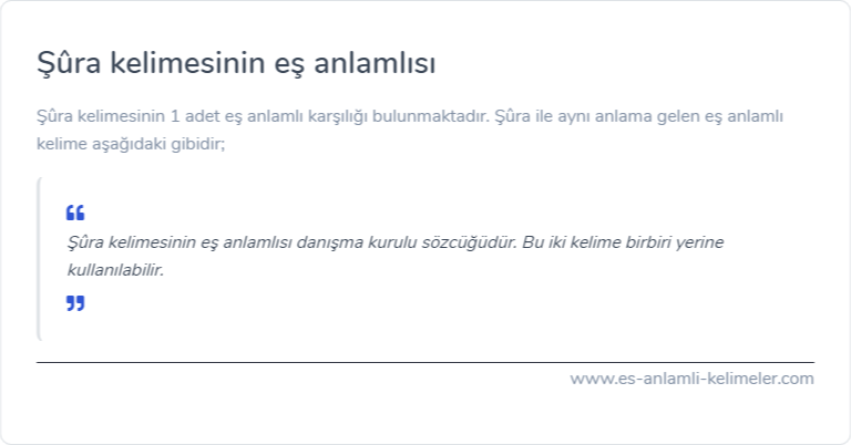 Şûra eş anlamlısı