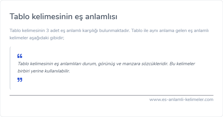 Tablo eş anlamlısı nedir?