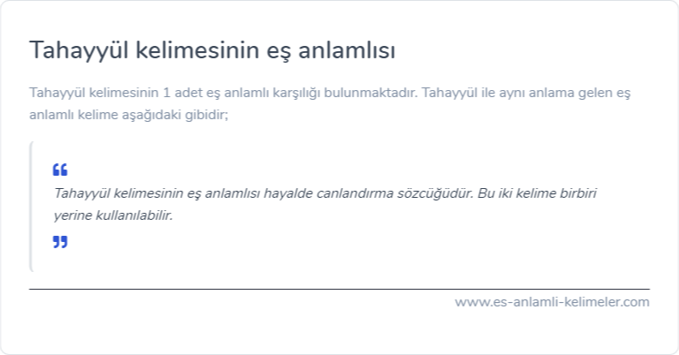 Tahayyül kelimesinin eş anlamlısı