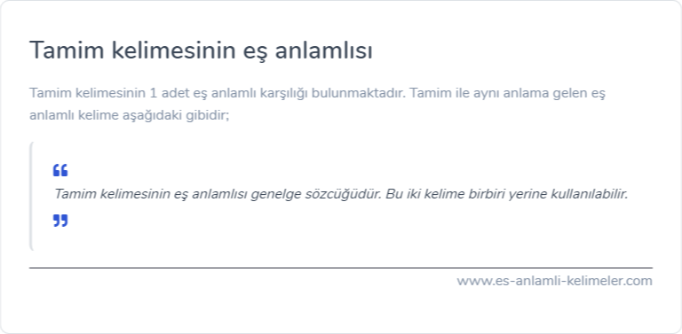 Tamim eş anlamlısı
