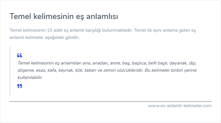 Temel eş anlamlısı