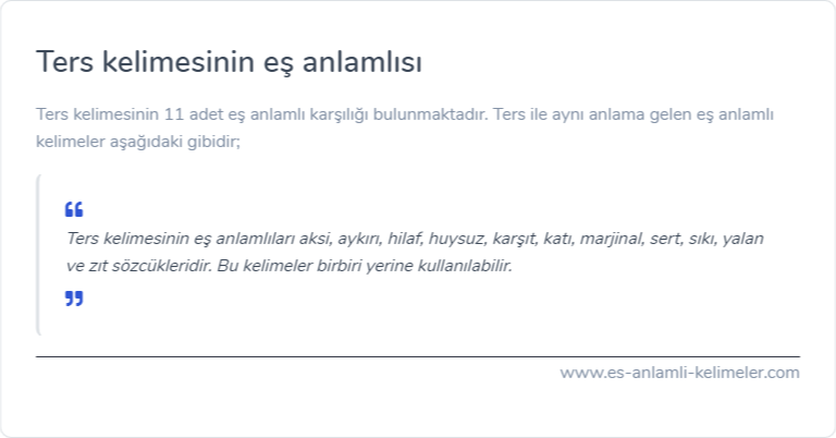 Ters eş anlamlısı nedir?