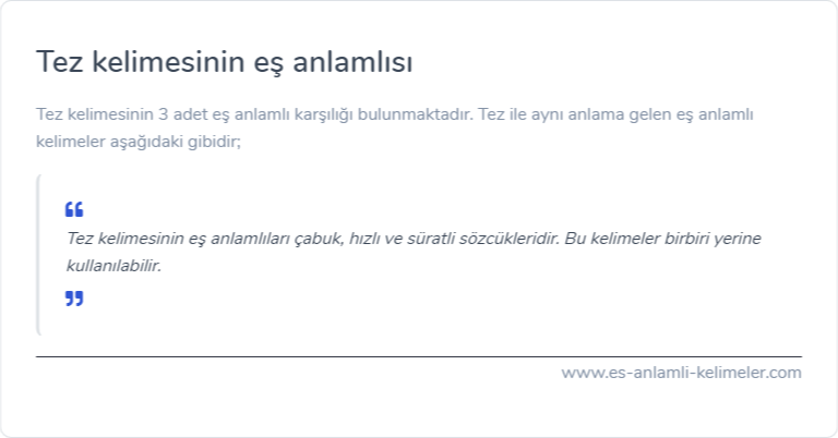 Tez eş anlamlısı