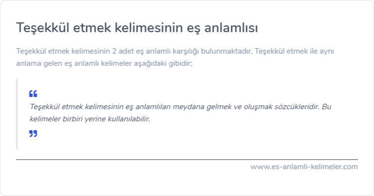 Teşekkül etmek eş anlamlısı nedir?