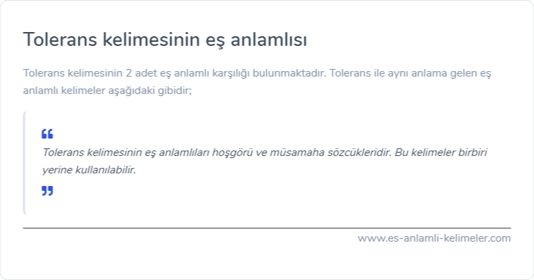 Tolerans eş anlamlısı ne?