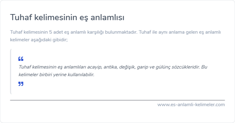 Tuhaf eş anlamlısı