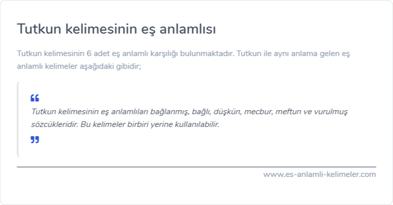 Tutkun kelimesinin eş anlamlısı