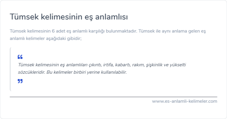Tümsek eş anlamlısı ne?