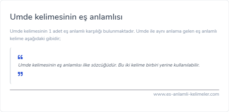 Umde kelimesinin eş anlamlısı