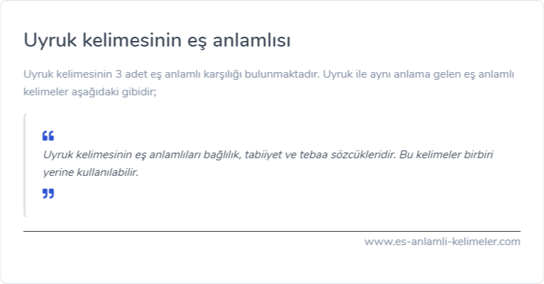 Uyruk eş anlamlısı ne?