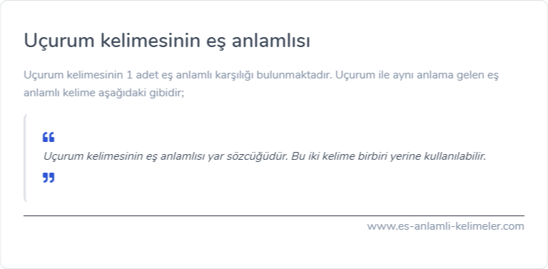Uçurum eş anlamlısı nedir?