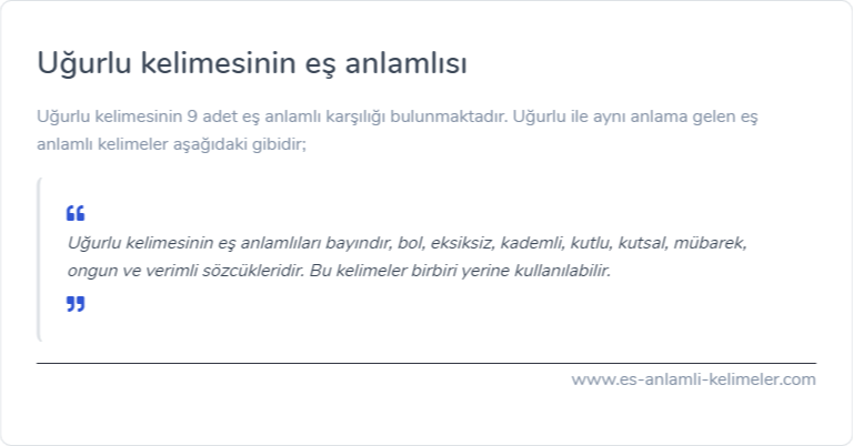 Uğurlu eş anlamlısı