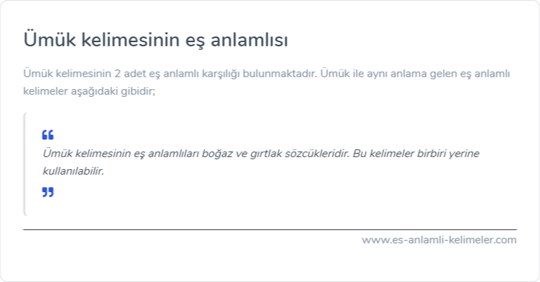 Ümük eş anlamlısı nedir?