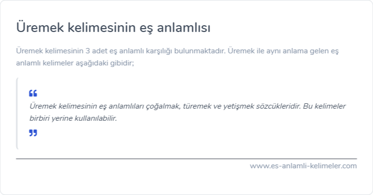 Üremek kelimesinin eş anlamlısı