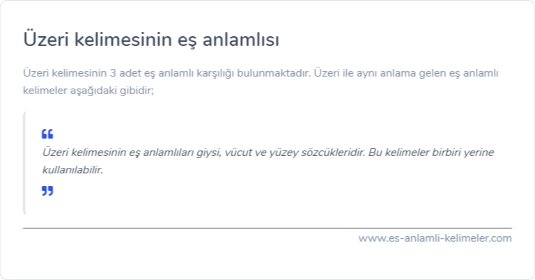 Üzeri eş anlamlısı ne?