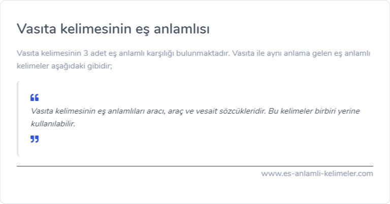 Vasıta eş anlamlısı