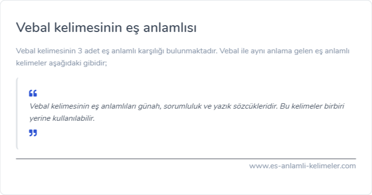 Vebal eş anlamlısı