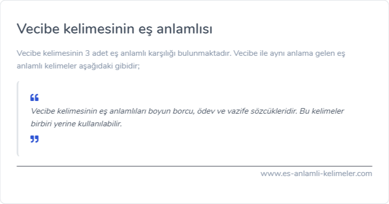 Vecibe kelimesinin eş anlamlısı ne?
