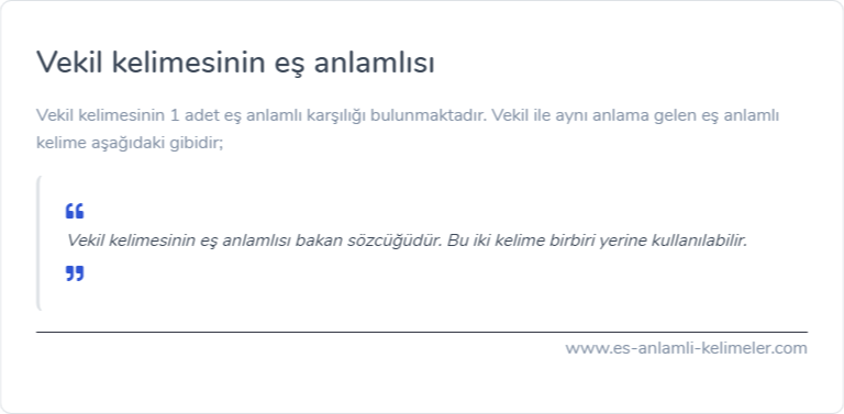 Vekil eş anlamlısı nedir?
