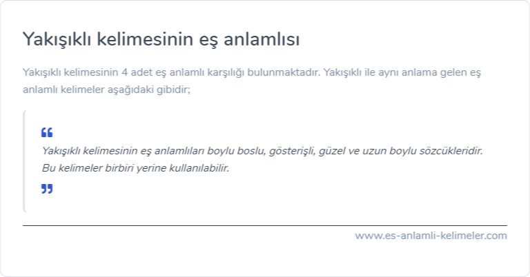 Yakışıklı eş anlamlısı