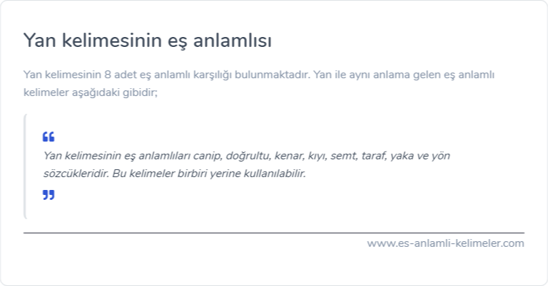 Yan kelimesinin eş anlamlısı nedir?