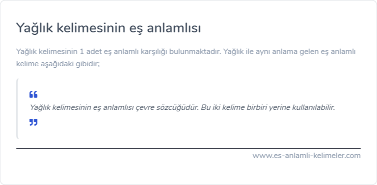 Yağlık kelimesinin eş anlamlısı nedir?