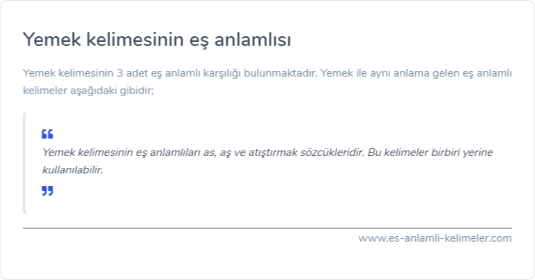 Yemek eş anlamlısı nedir?