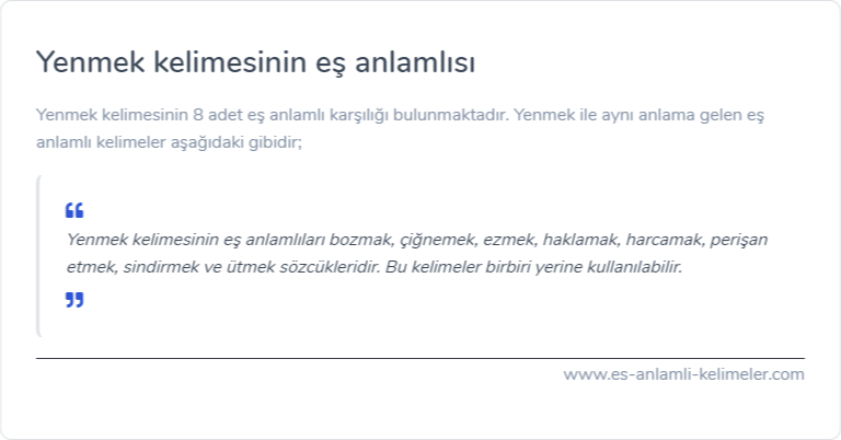 Yenmek eş anlamlısı nedir?