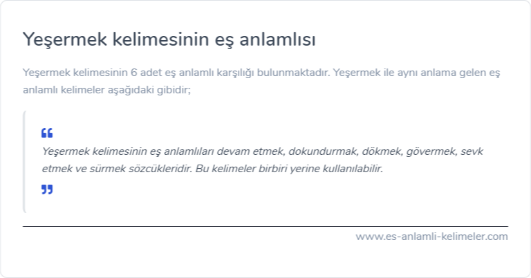 Yeşermek kelimesinin eş anlamlısı