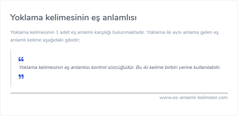 Yoklama eş anlamlısı ne?