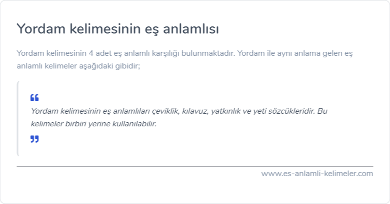 Yordam eş anlamlısı nedir?