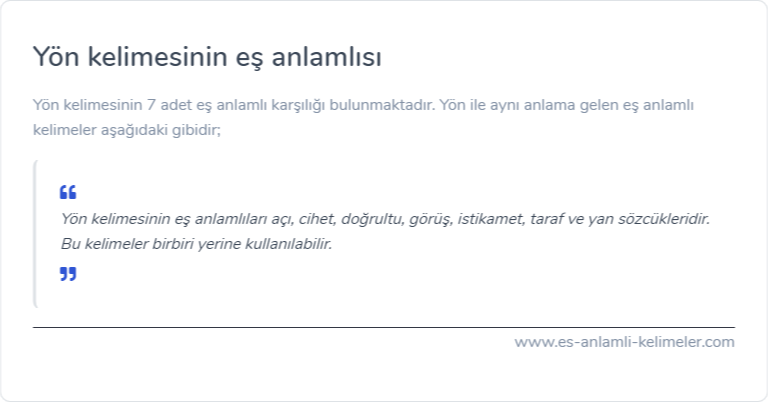 Yön kelimesinin eş anlamlısı