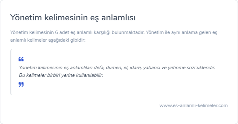 Yönetim eş anlamlısı ne?