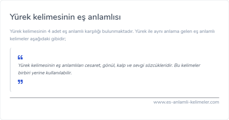Yürek eş anlamlısı nedir?