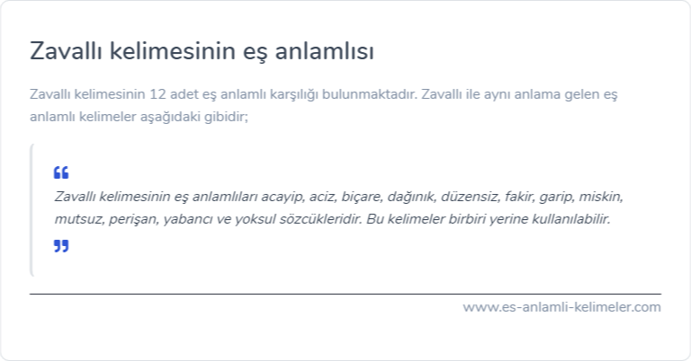 Zavallı eş anlamlısı