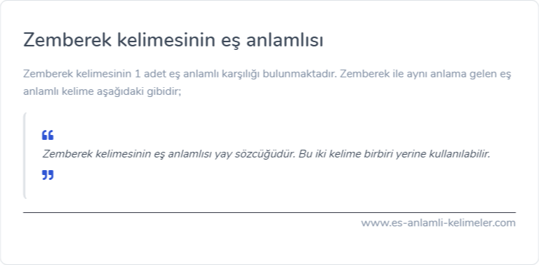 Zemberek eş anlamlısı nedir?