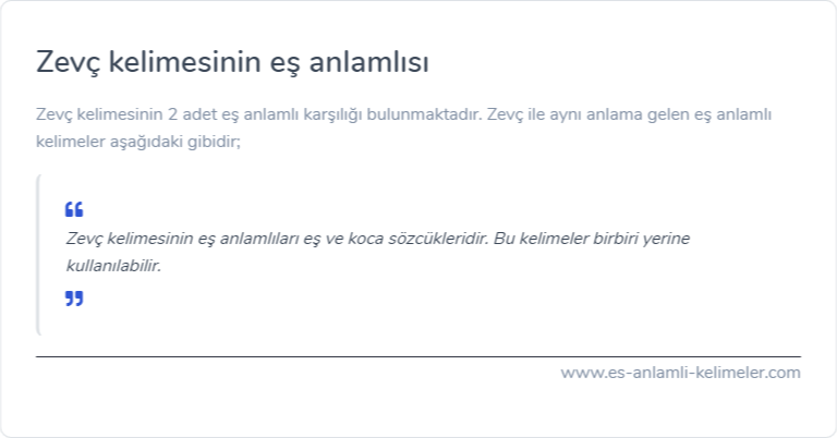 Zevç eş anlamlısı ne?